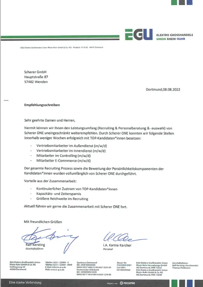 Empfehlung EGU